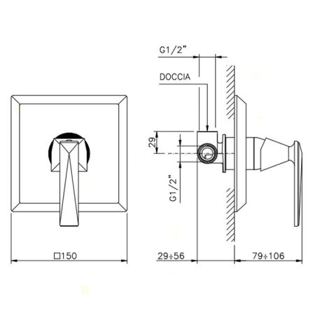 Nicolazz Vincent Смеситель для душа на 1 отверстие, встраиваемый, внешняя часть цвет: ХРОМ