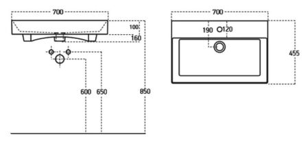 Раковина для тумбы Sanovit Slim Synergy 70 17070, артикул 17070-KL