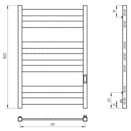 Полотенцесушитель электро "Гефест ЧК П7 500х800", белый муар, правый, артикул 73207615