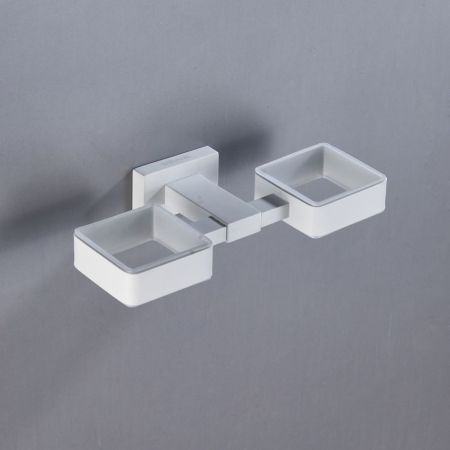 Стакан для ванной комнаты двойной Shevanik SG5622C, белый, артикул SG5622C