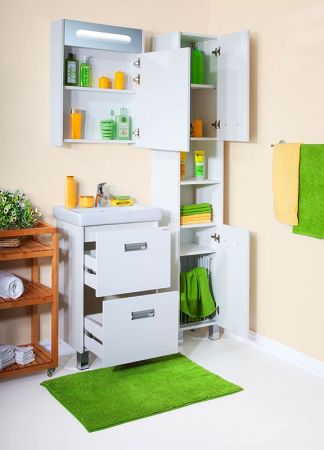 Тумба под раковину Бриклаер Палермо 55 белая высокоглянцевая