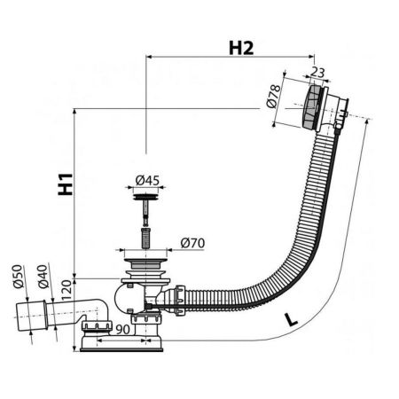 Слив-перелив ALCAPLAST 100 см. A55K-100-RU-01 (хром), артикул A55K-100-RU-01