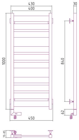 Полотенцесушитель электрический "ЦЕНТУРИОН 2.0" 1000х400 / МЭМ левый (Матовый БЕЛЫЙ)