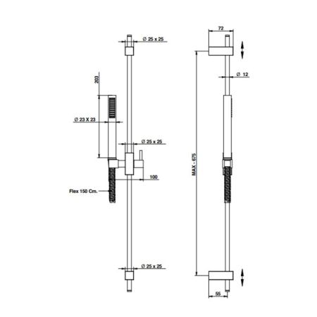 Bongio Душевая стойка с ручным душем и шлангом 1500 мм, цвет черный матовый, артикул 874NE00