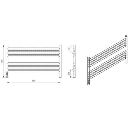 Полотенцесушитель электро "Оливия ЧКЧ8 800*500", черный муар, левый