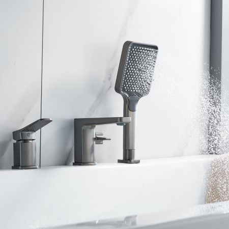 Смеситель на борт ванны Shevanik S9912T, оружейная сталь