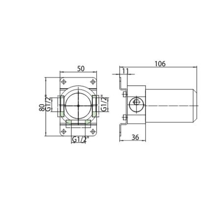 Bossini Nobu Встраиваемая часть переключателя Nobu на 2 выхода, подключение 1/2“ F., артикул INZ222