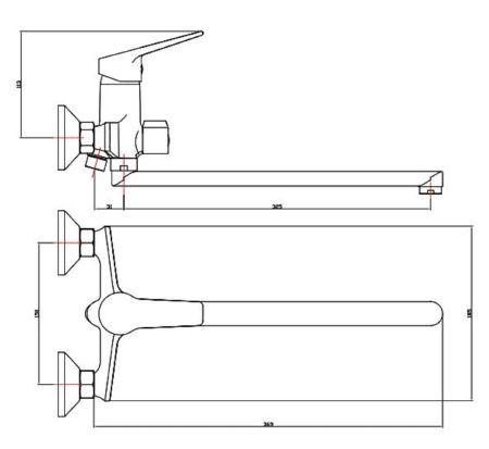 Смеситель Rabat для ванны, излив 350мм, с акс., артикул:RA 31, артикул RA 31