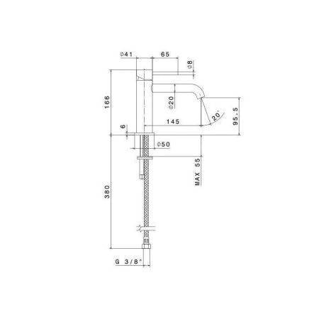 Смеситель для раковины ETERNA однорычажный, без донного клапана 3/8”, нержавеющая сталь, артикул 69612XKM.50.050