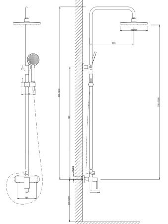 Душевая система со смесителем, артикул: VST113, VODA