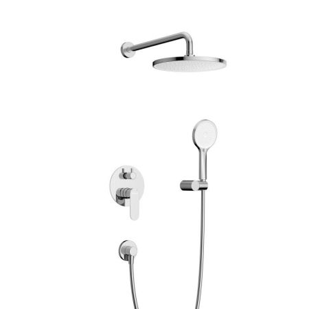 STYLUS-DSET-01 Душевой комплект встраиваемый (смеситель встраиваемый, верхний душ, ручной душ со шлангом, штуцер с держателем), хром, артикул STYLUS-DSET-01