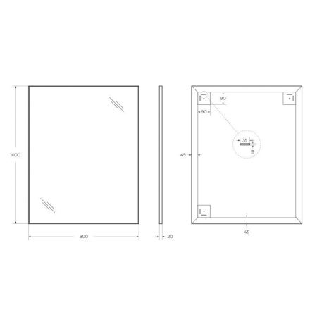 Зеркало в алюминиевой раме SPC-AL-500-800 Nero, 500x20x800, артикул SPC-AL-500-800 Nero