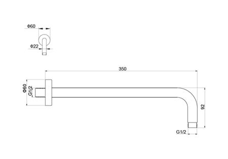 Держатель верхнего душа настенный 350 мм AQUATEK, матовый черный AQ2174MB, артикул AQ2174MB
