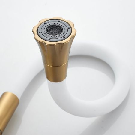 Смеситель для кухни с гибким изливом Raffine F303G-1, золотой сатин, артикул F303G-1