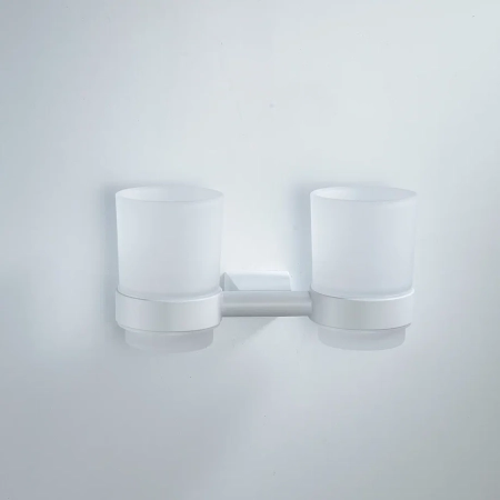 Стакан для ванной комнаты двойной Shevanik SG5722C, белый, артикул SG5722C