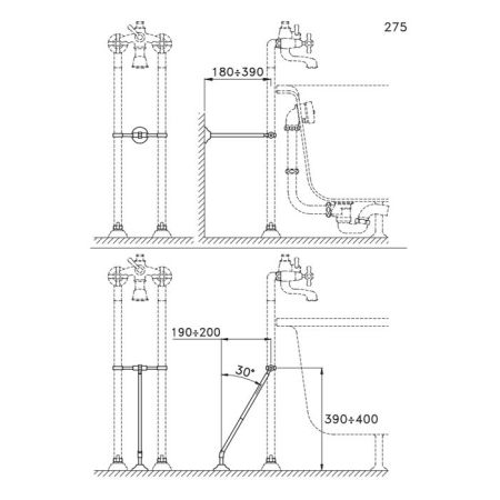 Stella Roma Труба напольного смесителя для ванны 275, цвет: хром, артикул RM 09100 CR00