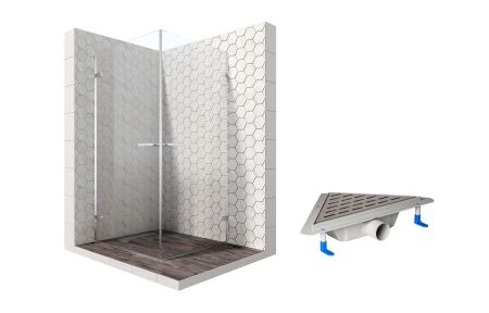 Душевой уголок Ambassador Abner 10011105-ST8, квадратный, угловой трап, 90х90, артикул 10011105-ST8