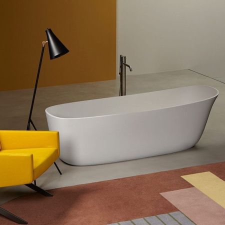 ANTONIO LUPI DAFNE Ванна отдельностоящая 1700х716х560 мм., с донным клапаном (белый матовый), сифоном и гибким шлангом, Cristalplant, цвет белый