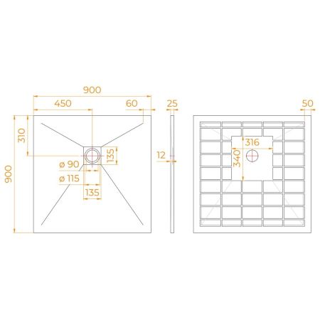 Душевой поддон квадрат STONE TRAY-G (900x900), артикул 14152099-02-11