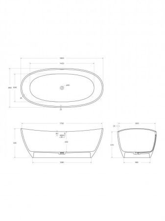 Ванна из искусственного камня Solid Surface 1800x850x635, BELBAGNO BB-UNIQUE-180-85-64-SSB, артикул BB-UNIQUE-180-85-64-SSB