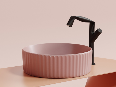 Умывальник чаша накладная круглая (цвет Розовый Матовый) Элемент (Element) 360x360x115мм, артикул CN6057MP