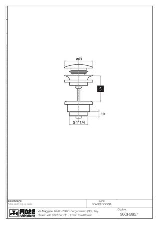 Fiore Shower, донный клапан "сlick-clack", цвет золото, артикул 30OO8857