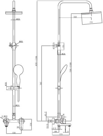 Душевая стойка Aquanet Passion S3 AF300-72-S-B, артикул AF300-72-S-B
