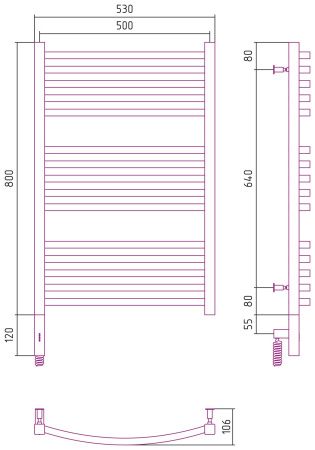 Полотенцесушитель электрический АРКУС 3.0 800х500 МЭМ левый (Матовая шампань)