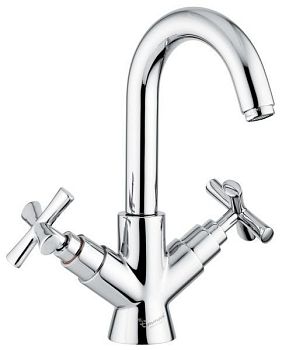 Emmevi Spirit New, двухвентильный смеситель (h28 см) для раковины с поворотным изливом и донным клапаном, цвет черный матовый