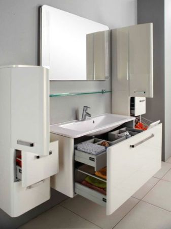 Тумба под раковину Акватон Валенсия 90 1A123501VAG30 глянцевая, белый жемчуг, артикул 1A123501VAG30