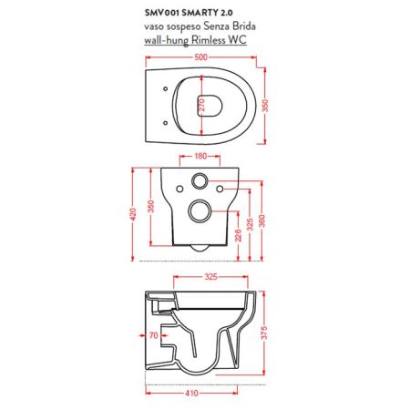 ARTCERAM SMARTY Унитаз подвесной безободковый 37х50 см, цвет белый