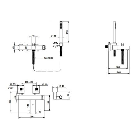 Bongio Stelth Смеситель для ванны, цвет золото, артикул 01526OR0D