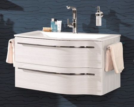 Puris Swing, тумба под раковину 900 мм левая, цвет белый высокоглянцевый, артикул WUA36901ML(722/161)