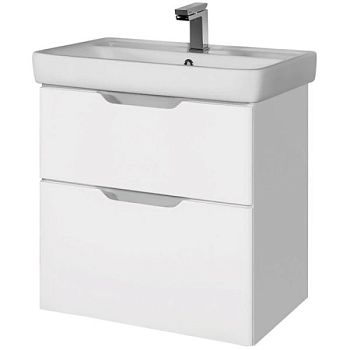 Тумба Q 55 см, подвесная, 2 ящика, белый глянец