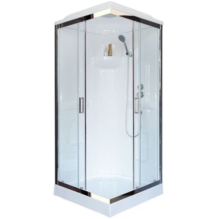 Душевая кабина Royal Bath HP 90х90 RB90HP1-T-CH стекло прозрачное задняя стенка Белая, артикул RB90HP1-T-CH
