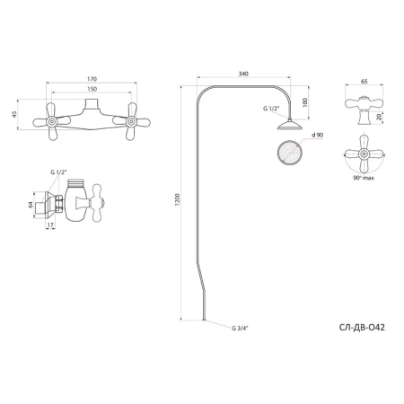 Душевая система Славен СЛ-ДВ-О42, хром, артикул СЛ-ДВ-О42