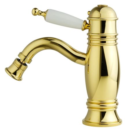 OXFORD Смеситель для биде моноком. термостат., ручка (сверху) белая, золото