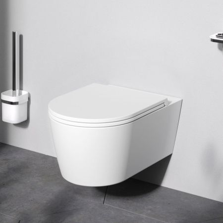 C8F1701MWSC Func подвесной унитаз 54 см FlashClean с сиденьем микролифт, бел мат, артикул C8F1701MWSC