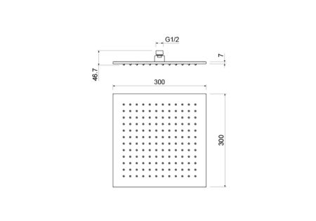 Квадратный верхний душ  300*300*7 мм AQUATEK, матовый черный AQ2078MB, артикул AQ2078MB