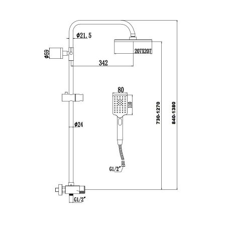 Душевая система Savol S-601144, хром, артикул S-601144