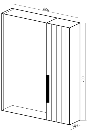 Зеркальный шкаф VIANT "Сицилия" 50 правый без света капучино 160x500x700 (VSIC50CAP-ZSH), артикул VSIC50CAP-ZSH