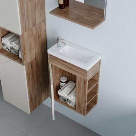 Тумба под раковину подвесная Бриклаер КРИСТАЛЛ латте, 40 см, артикул 4627125416903