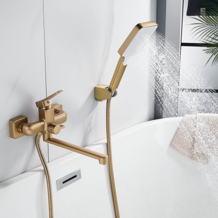 Смеситель для ванны Shevanik S9902G, золотой сатин, артикул S9902G