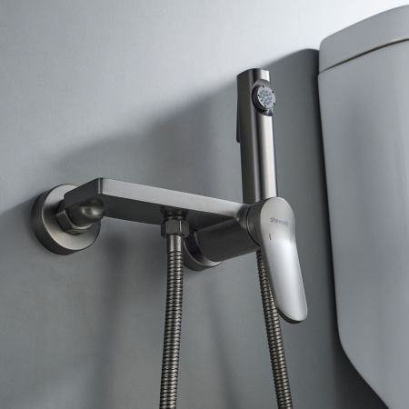 Гигиенический душ со смесителем Shevanik S4305T-1, оружейная сталь