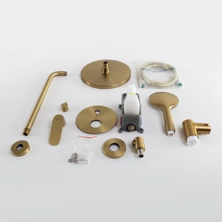 STYLUS-DSET-IN Душевой комплект встраиваемый (смеситель встраиваемый, верхний душ, ручной душ со шлангом, штуцер с держателем), сатин, артикул STYLUS-DSET-IN