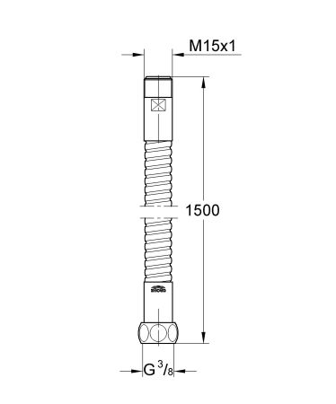 Шланг для кухонных смесителей GROHE, 1500 мм, хром (28112000), артикул 28112000