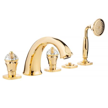 KORONA См-ль на борт ванны на 5 отв., ручки Crystal, золото, артикул 27322