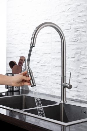 Смеситель для кухни Allen Brau Sprungfeder 5.60002-SS сталь браш, артикул 5.60002-SS