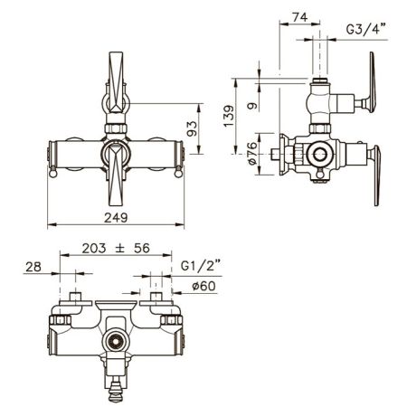 Nicolazzi Termostatico Термостатический сместиль для душа, цвет: бронза, ручки El Capitan