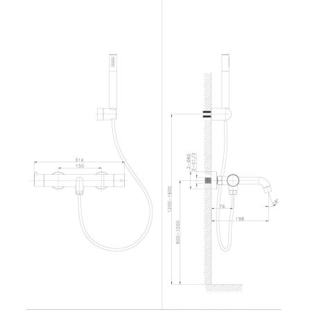 Смеситель для ванны Raiber RPG-003, золото, артикул RPG-003